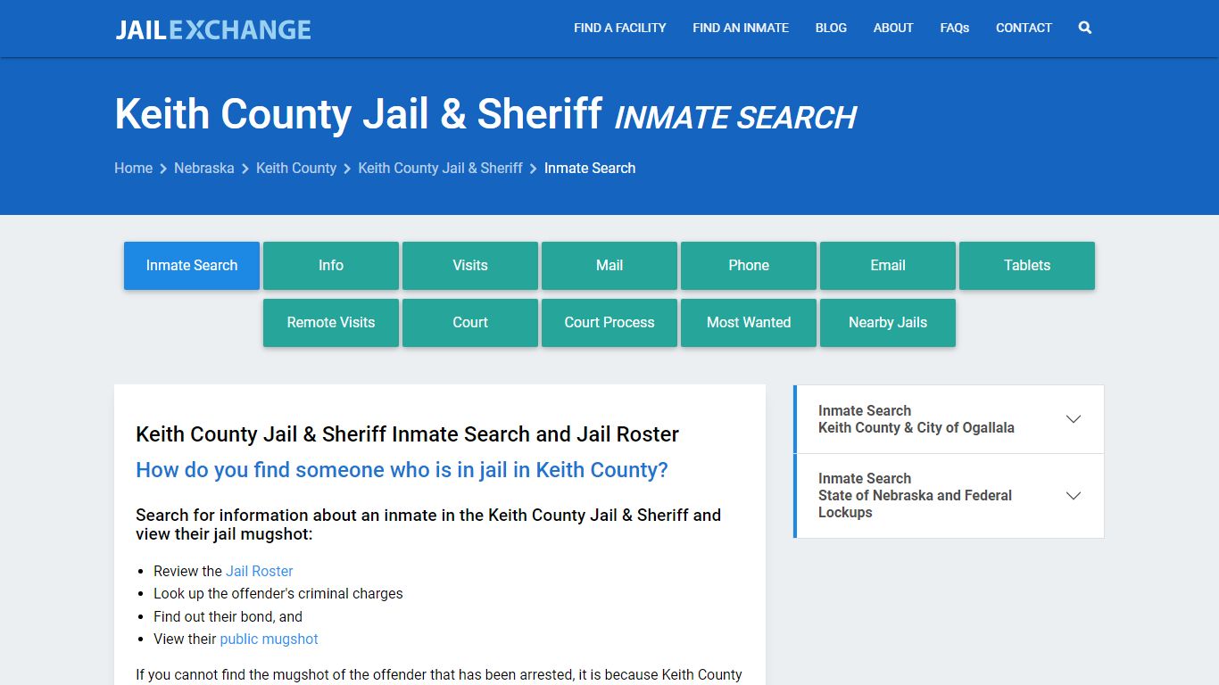 Keith County Jail & Sheriff Inmate Search - Jail Exchange
